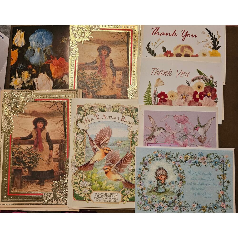 Lot of 8 Vintage Greeting Cards W Envelopes Unused Mixed Occasion  (gg32)